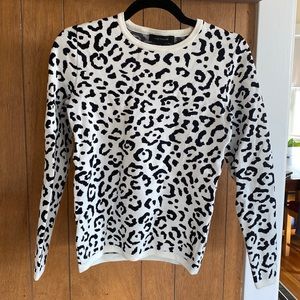 Ann Taylor jacquard leopard sweater xs